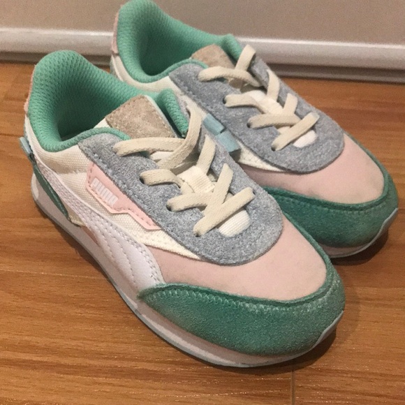 Puma Kids Shoes - Mint Green and Pink - Picture 1 of 4